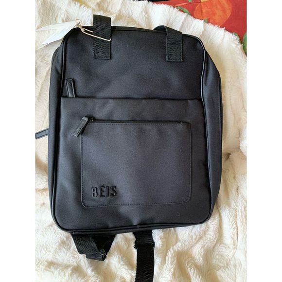 NWT BEIS The Expandable Backpack - Recycled Collection in BLACK - Picture 2 of 7